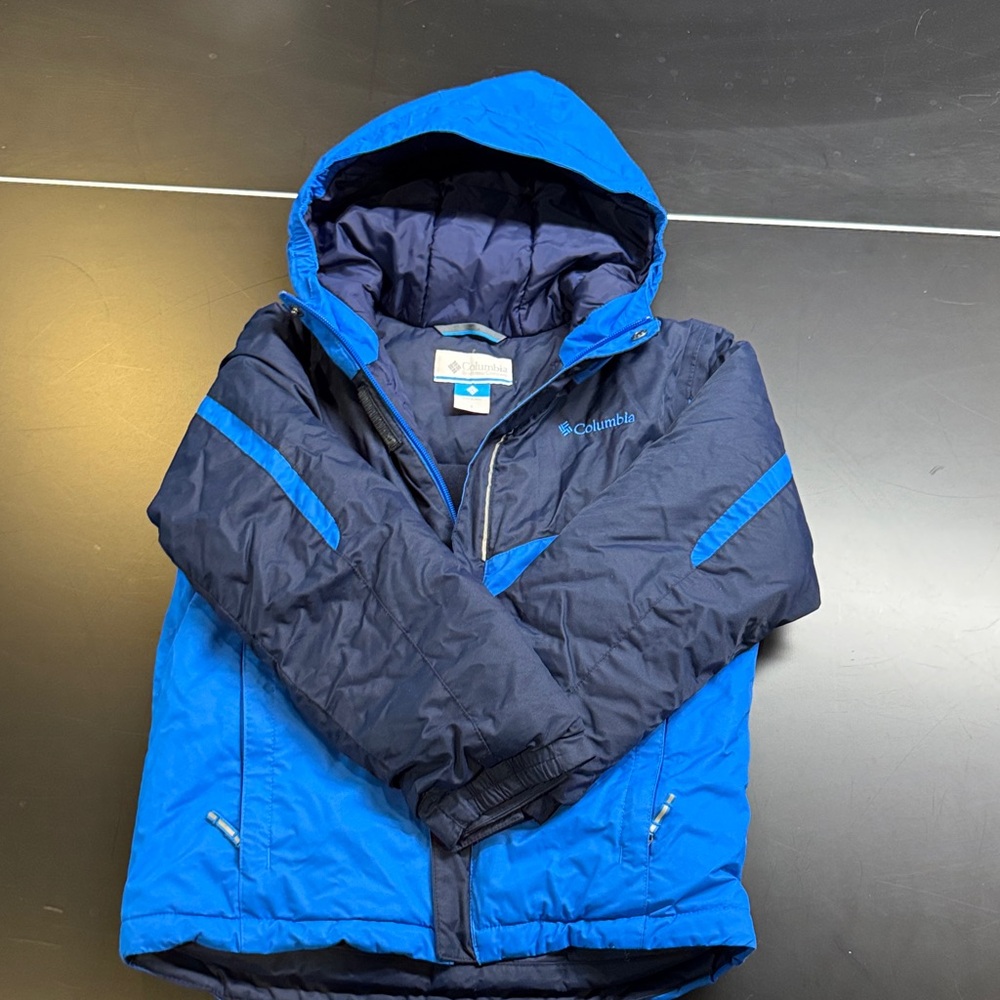 Columbia Youth Double Trouble Reversible Winter Jacket in Blue and Navy - Sz S